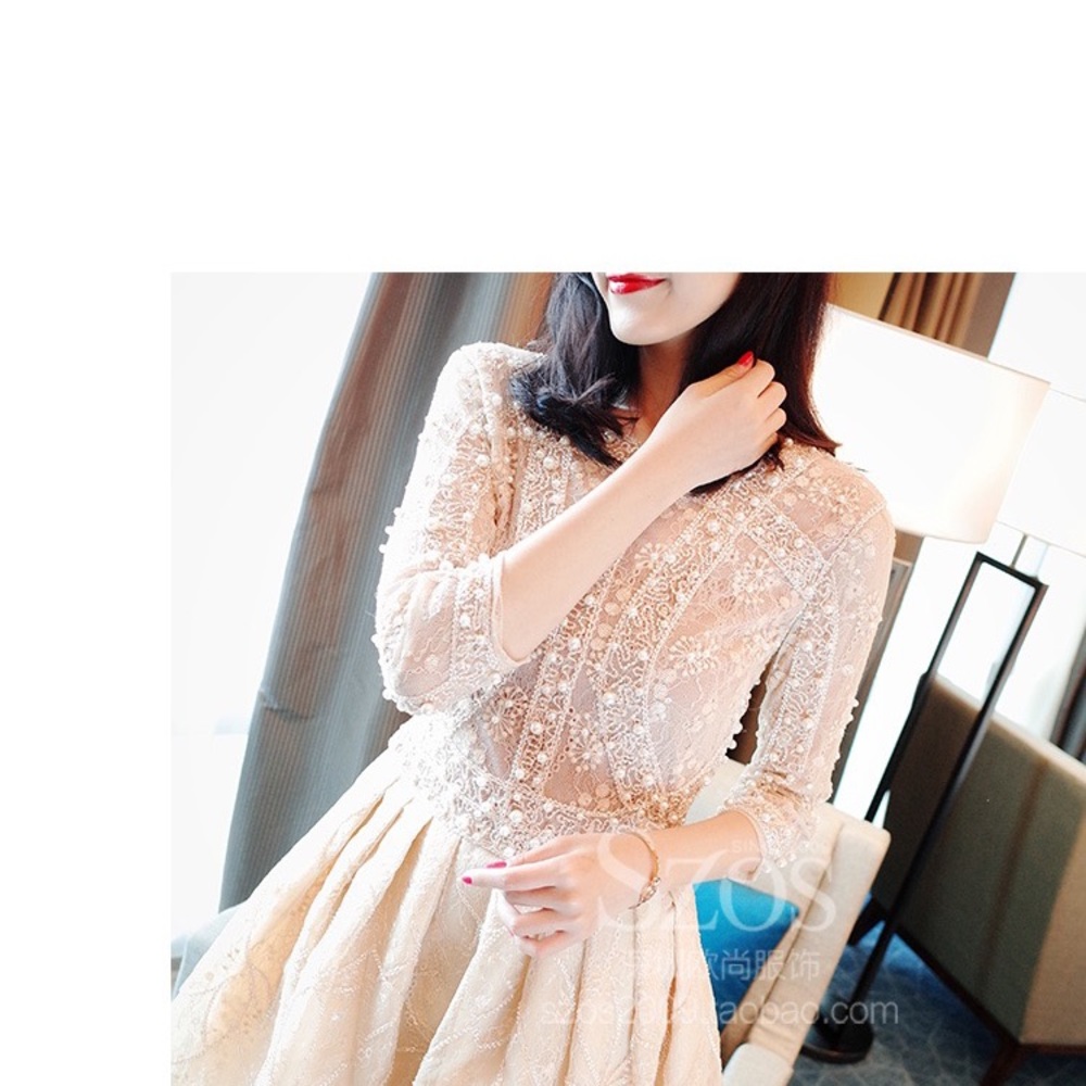 Beaded lace pearls drsss